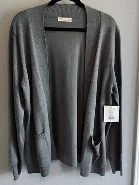 89th & Madison Charcoal Open-Front Women's Cardigan